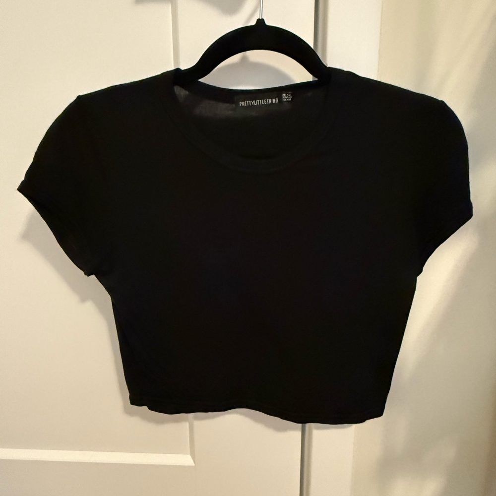 Pretty Little Thing, size 8 (us) black crop top